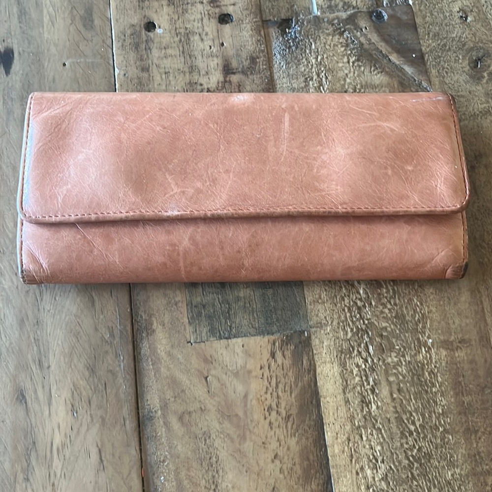 Tan/orange hobo Sadie tri fold wallet